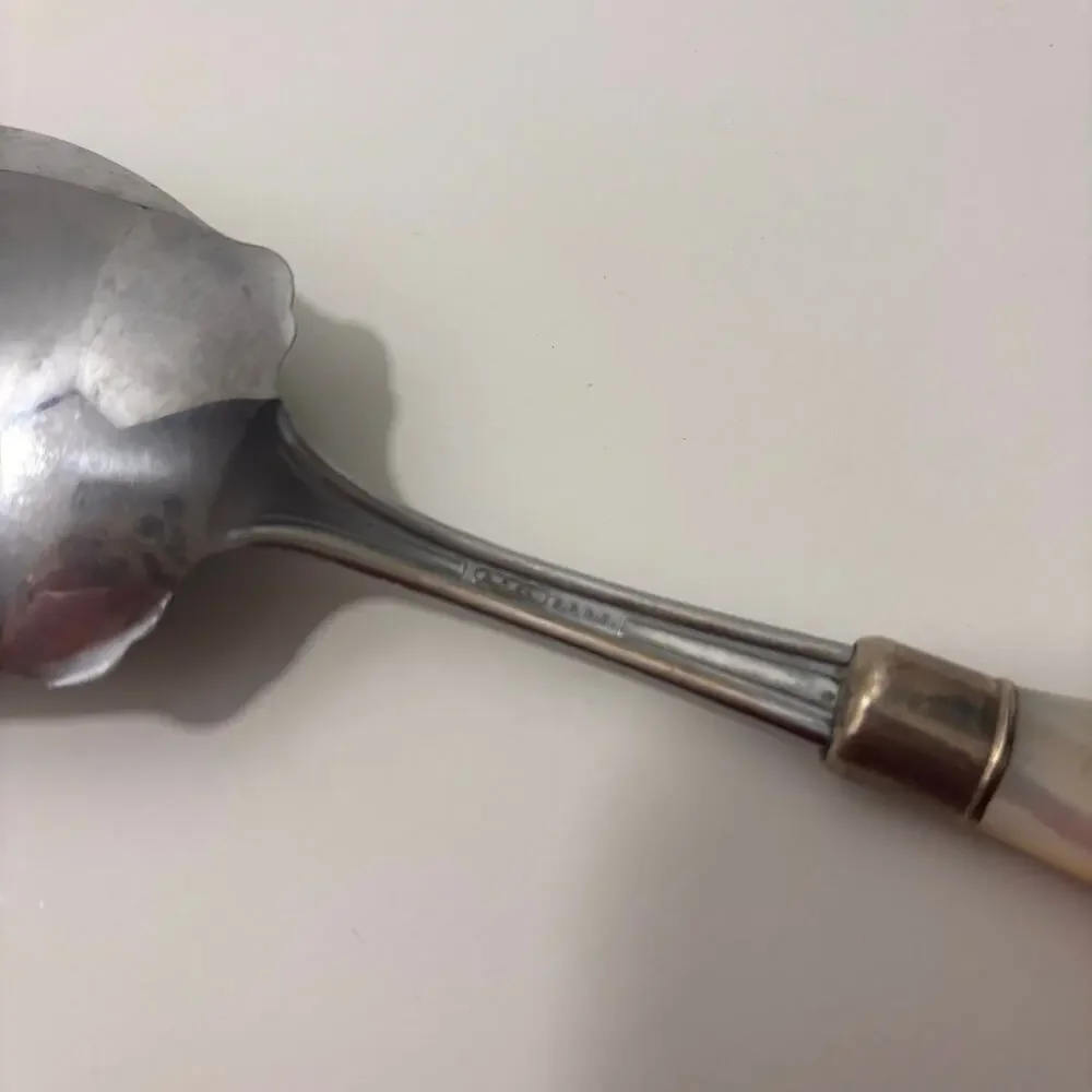 Antique Mother of Pearl Serving Set, Silver Plated EPNS B.S. Co. 2 pieces